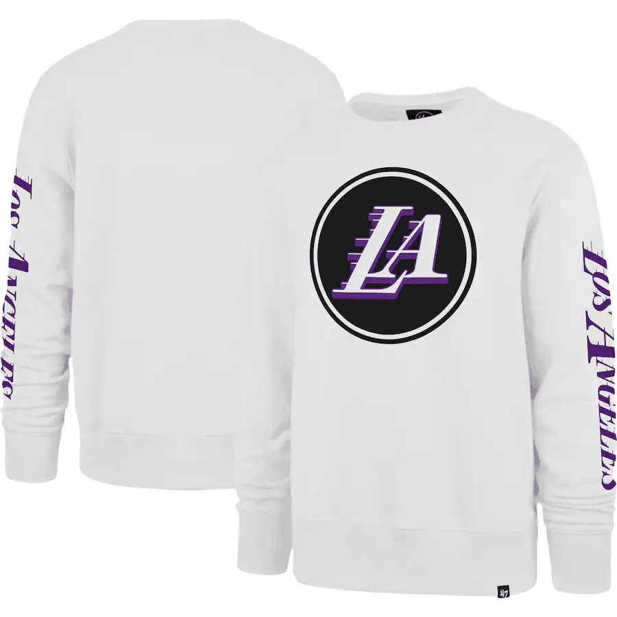 Men's Los Angeles Lakers '47 White 2022/23 City Edition Two-Peat Headline Pullover Sweatshirt